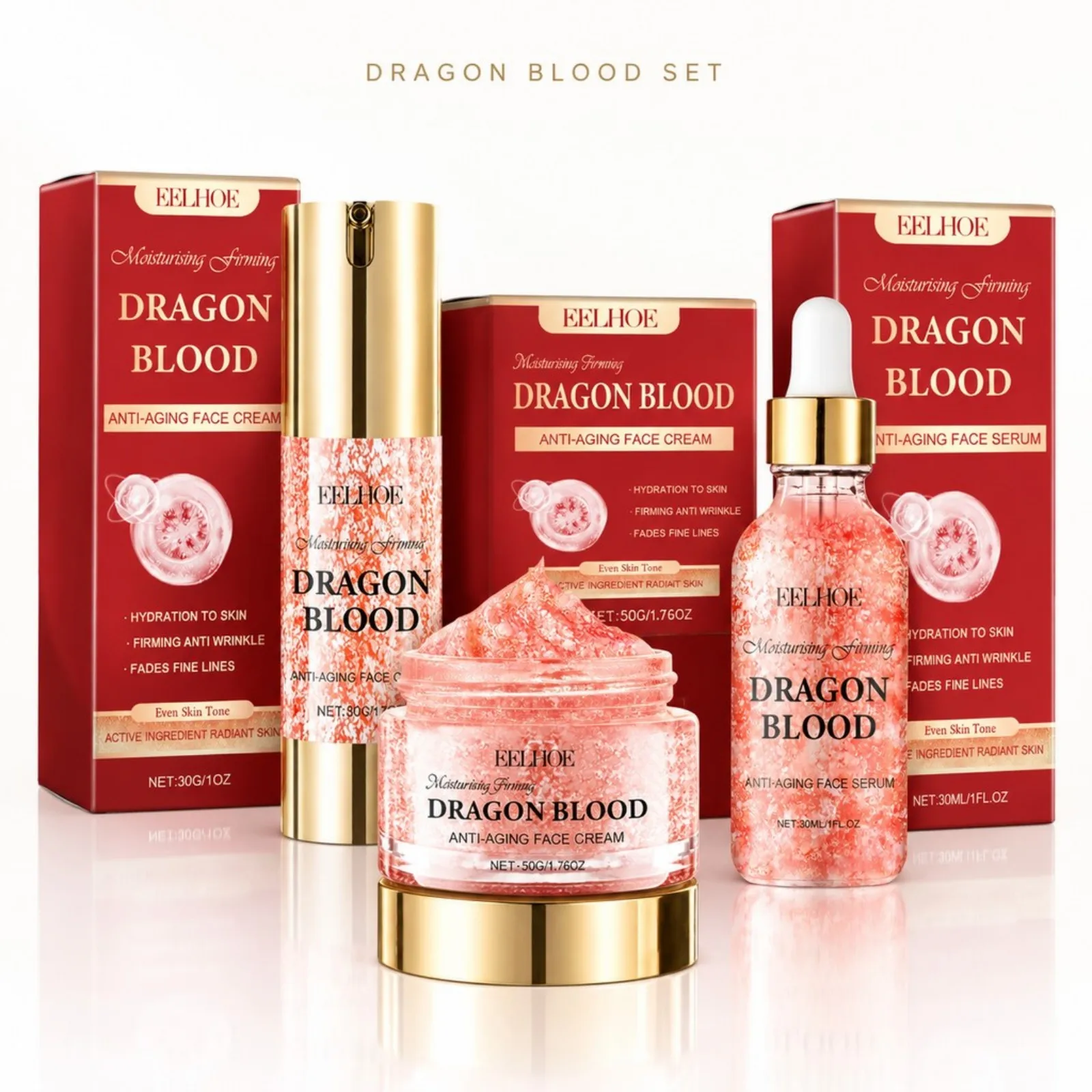 Dragon's Blood Cream Rejuvenation Facial Care Set Reduce Fine Lines Anti Wrinkle Firming Essence Nourishing Hydrating Care Cream