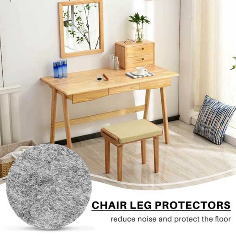 100Pcs Round Shaped Table Chair Furniture Leg Felt Mat Pad Gray Wood Floor Protector Pads