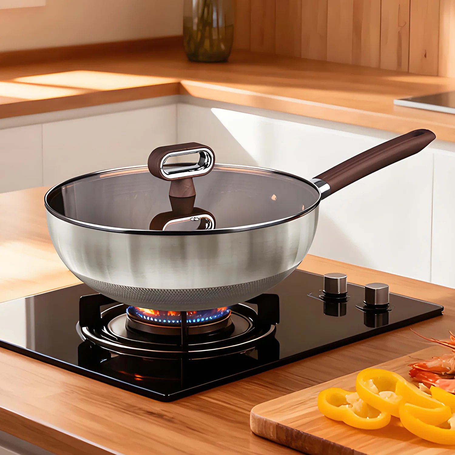 4Pcs Titanium Shield Non-Stick Cookware Set | Wok, Frying Pan, Stock Pot & Milk Pot, All-in-One Kitchen Pots Set