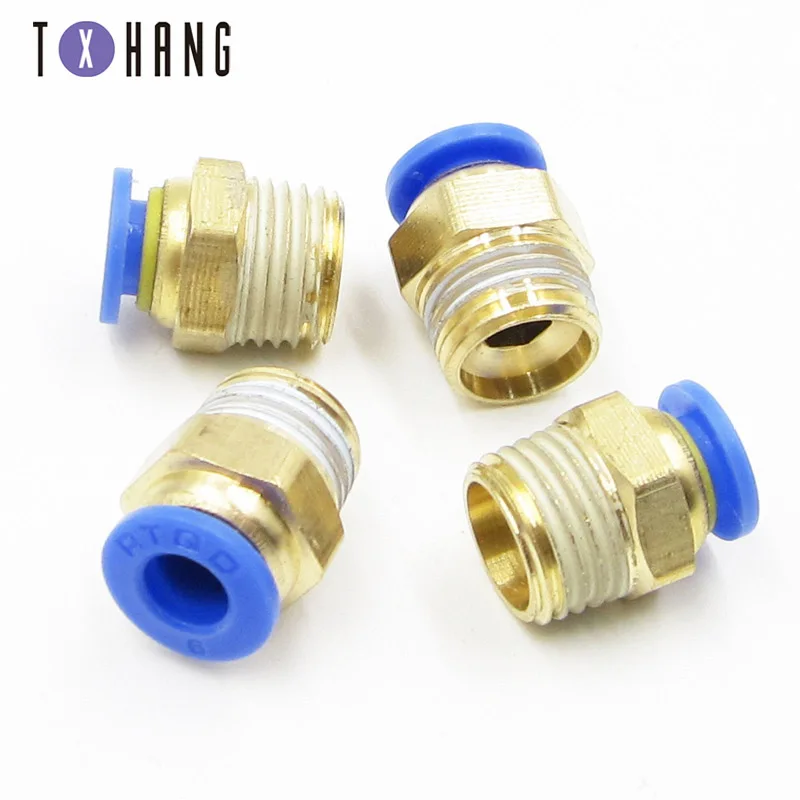 4PCS Push In To Connect Fitting Male Straight Connector Pneumatic Air Fitting For 6mm Tube OD x 1/4