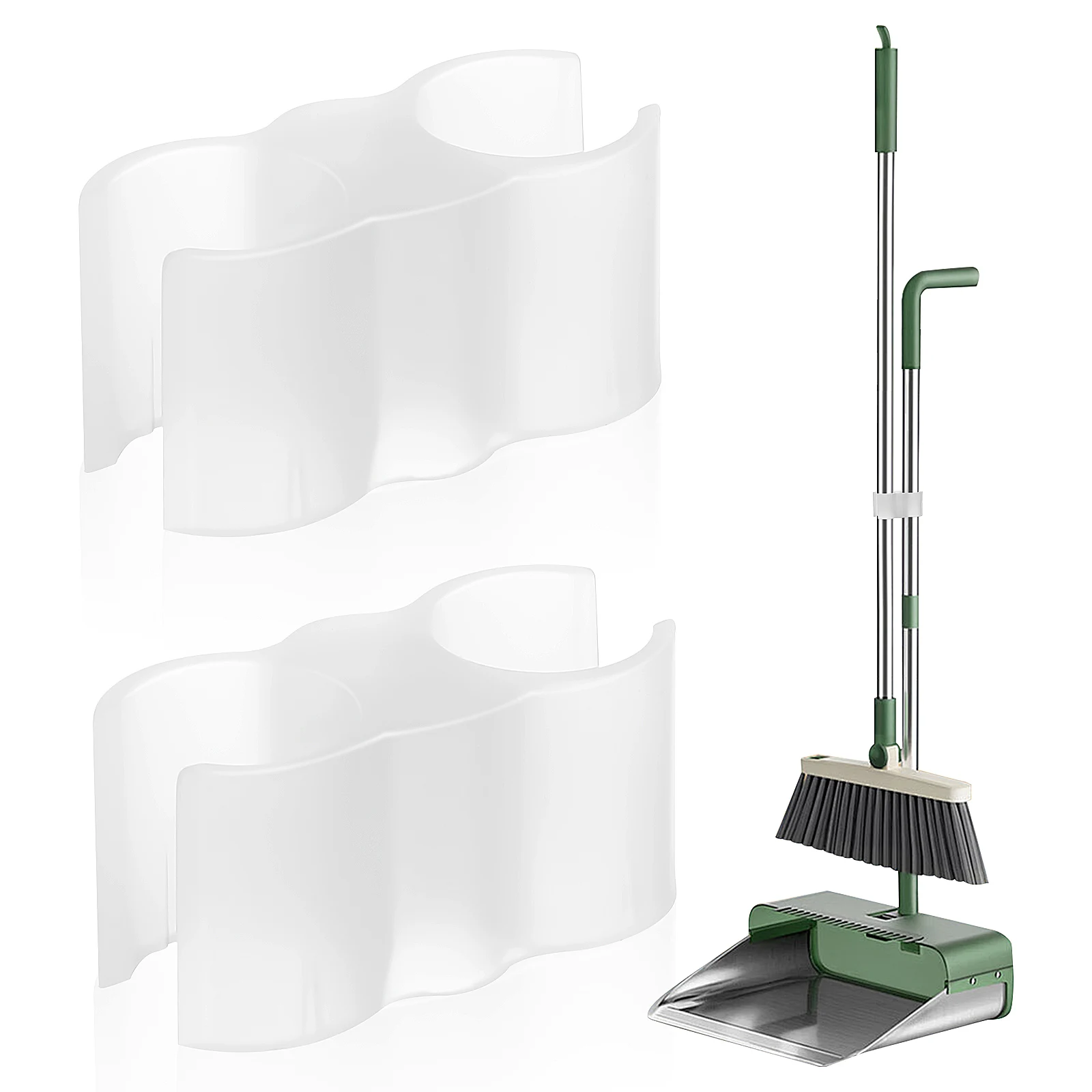 

2pcs Durable Plastic Broom Snap Accessories Double Clamp for Cleaning Tool Set Bathroom Holder Adapter Compatible