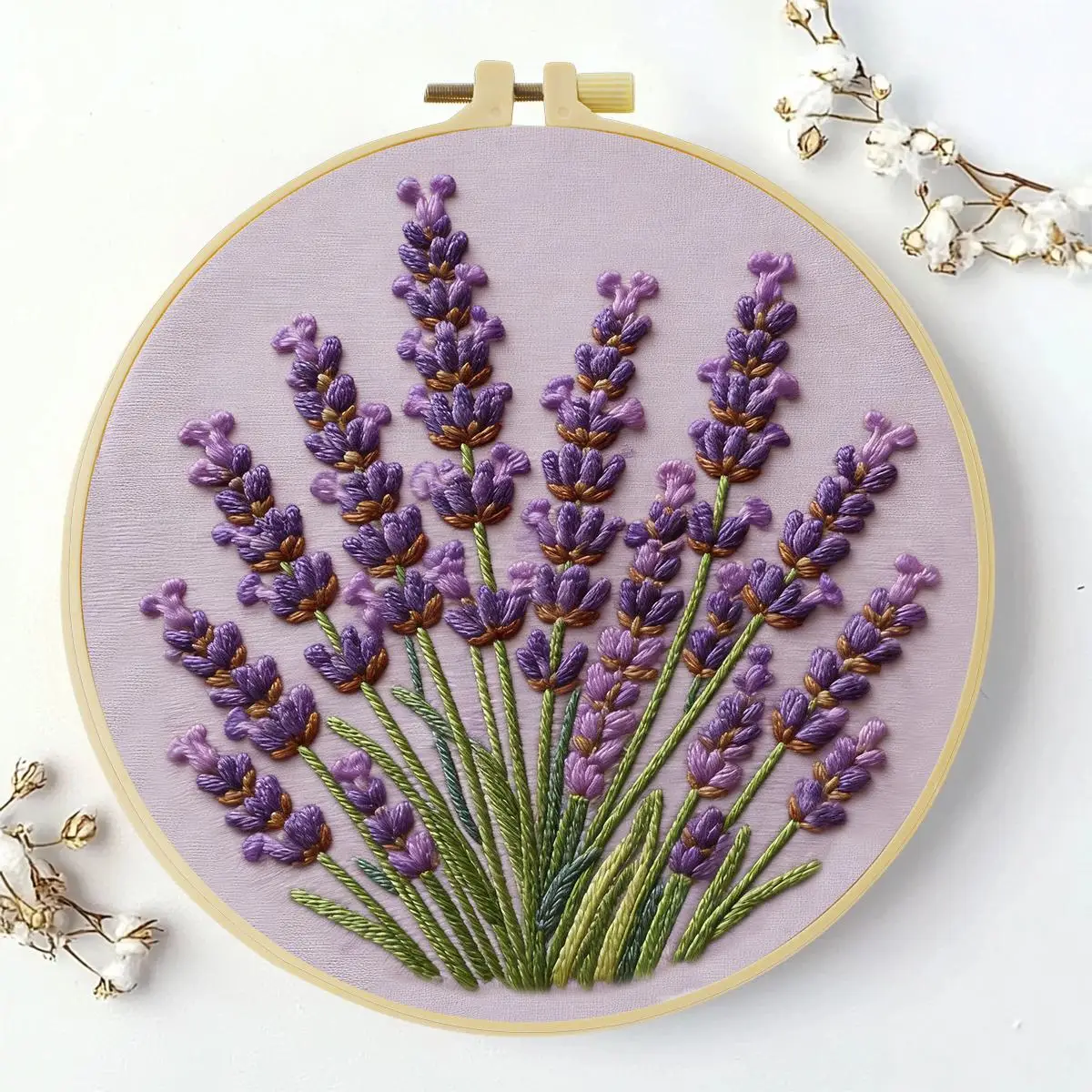 1 Stück 20X20CM/15X15CM 7,87/6,3 Zoll Lavendel-Stickerei-Starter-Kit DIY-Kit DIY-Stickerei-Set Handarbeiten Nähkunst – Detail 2