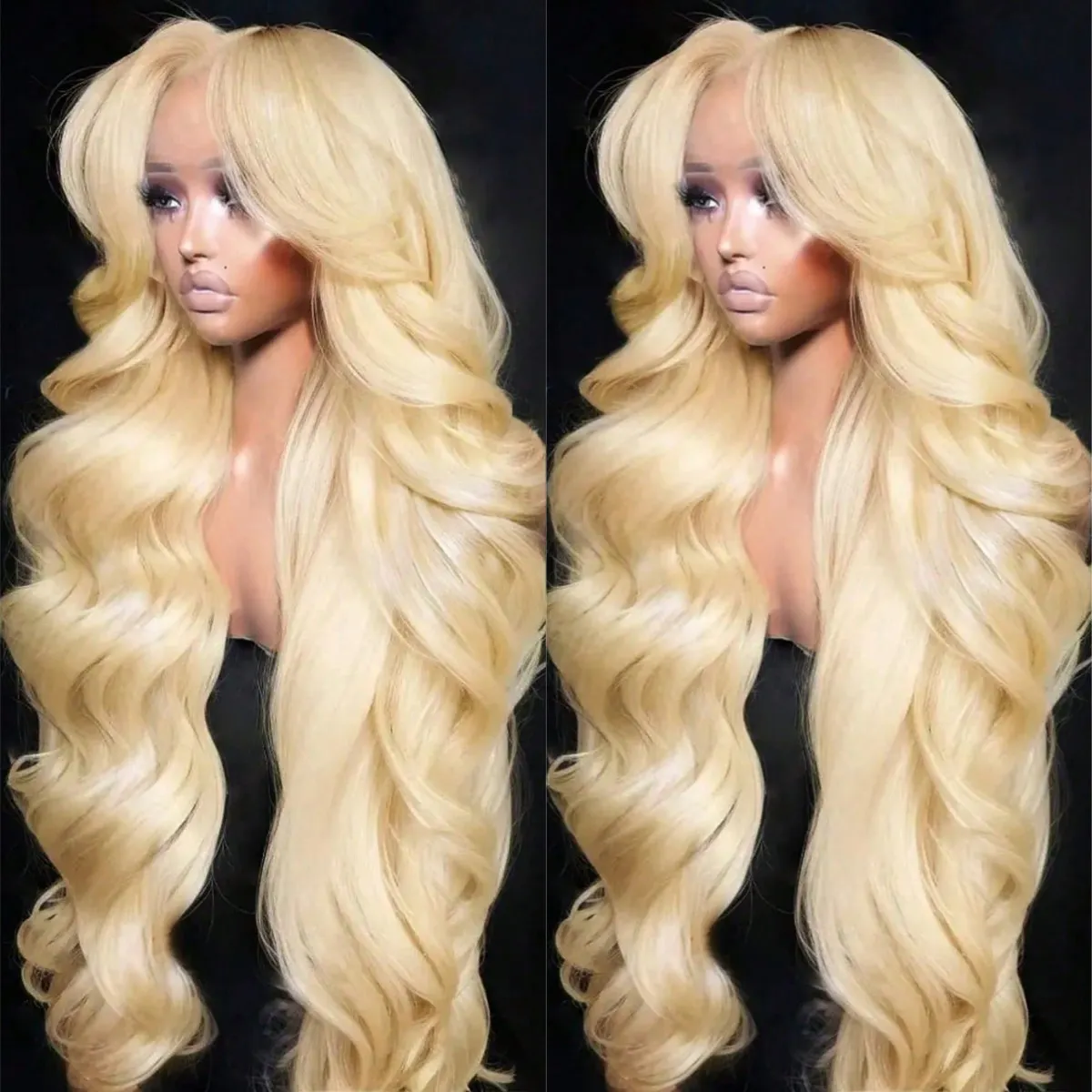 

Парик из натуральных волос 13x4 HD 613 Blonde Body Wave с кружевной передней частью, с эффектом Water Wave, 180% плотность, с детским эффектом волос, без клея