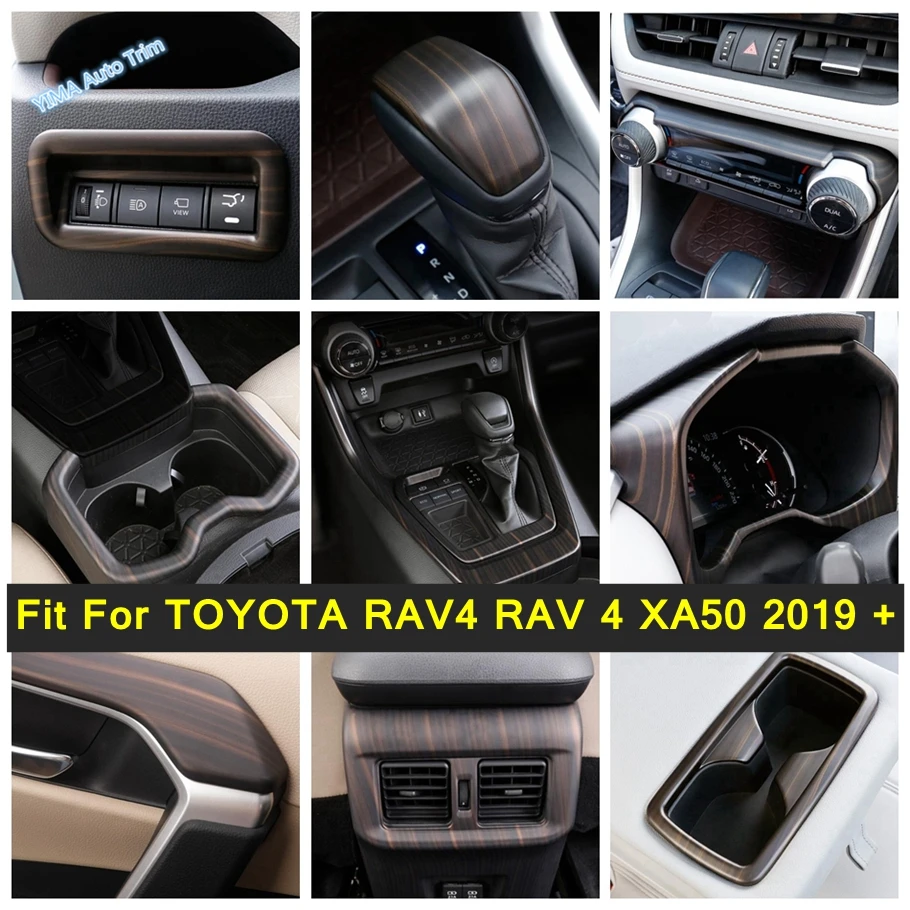 

Wood Grain Inner Door Handle Handrail / Head Light Lamp Switch Cover Trim ABS For TOYOTA RAV4 RAV 4 XA50 2019 - 2024 Accessories