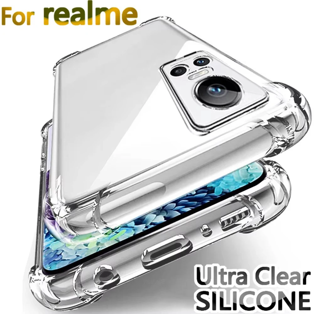 Reinforced Corners Shockproof Transparent Silicone Case For Realme GT 6T 7 NEO 2 Master 2T 3 3T 5 6 SE 7 Pro 5G Soft Phone Cover