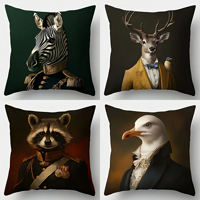 Tiermuster-Kissenbezug mit Digitaldruck, Kurzplüsch, geeignet für Wohnzimmer, Schlafzimmer, Sofas, Dekokissenbezug