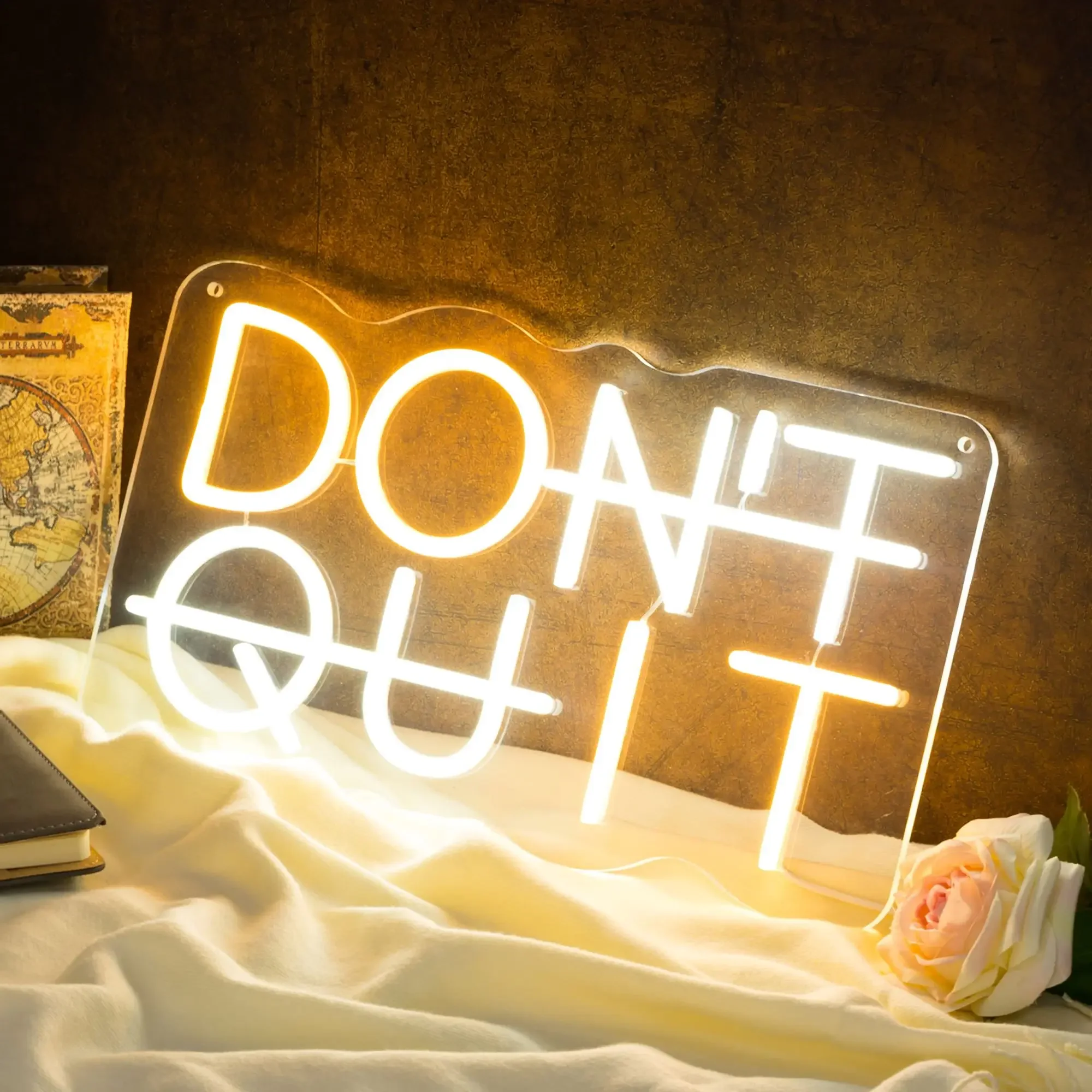 Dont Quit Neon Sign for Wall Decor, USB Powered with Dimmable Led Neon Light Sign for Gym, Home, Office, Game Room, Man Cave