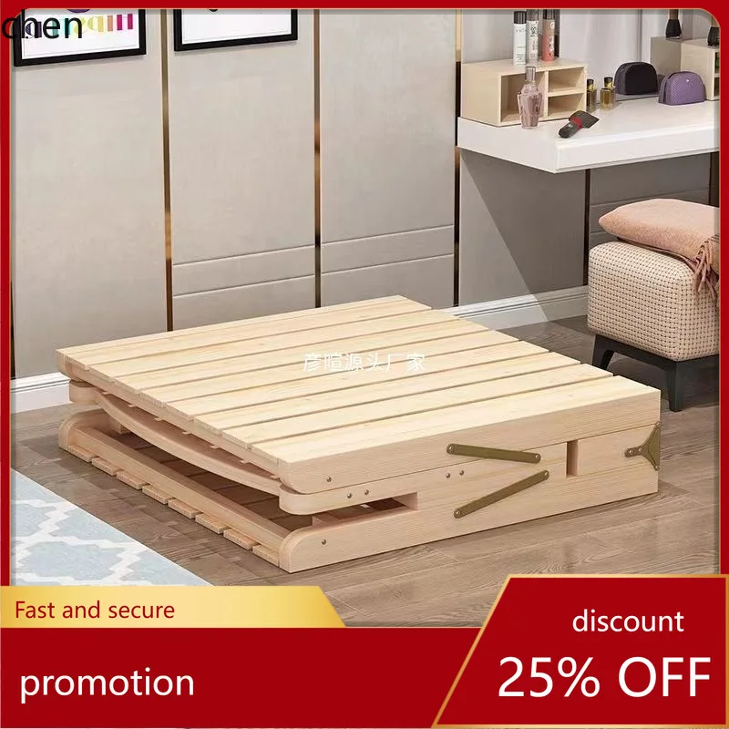 

HTT Solid Wood Folding Installation Folding Bed Single Bed Nap Sturdy Rental Room Simple Wooden Adult Small Bed