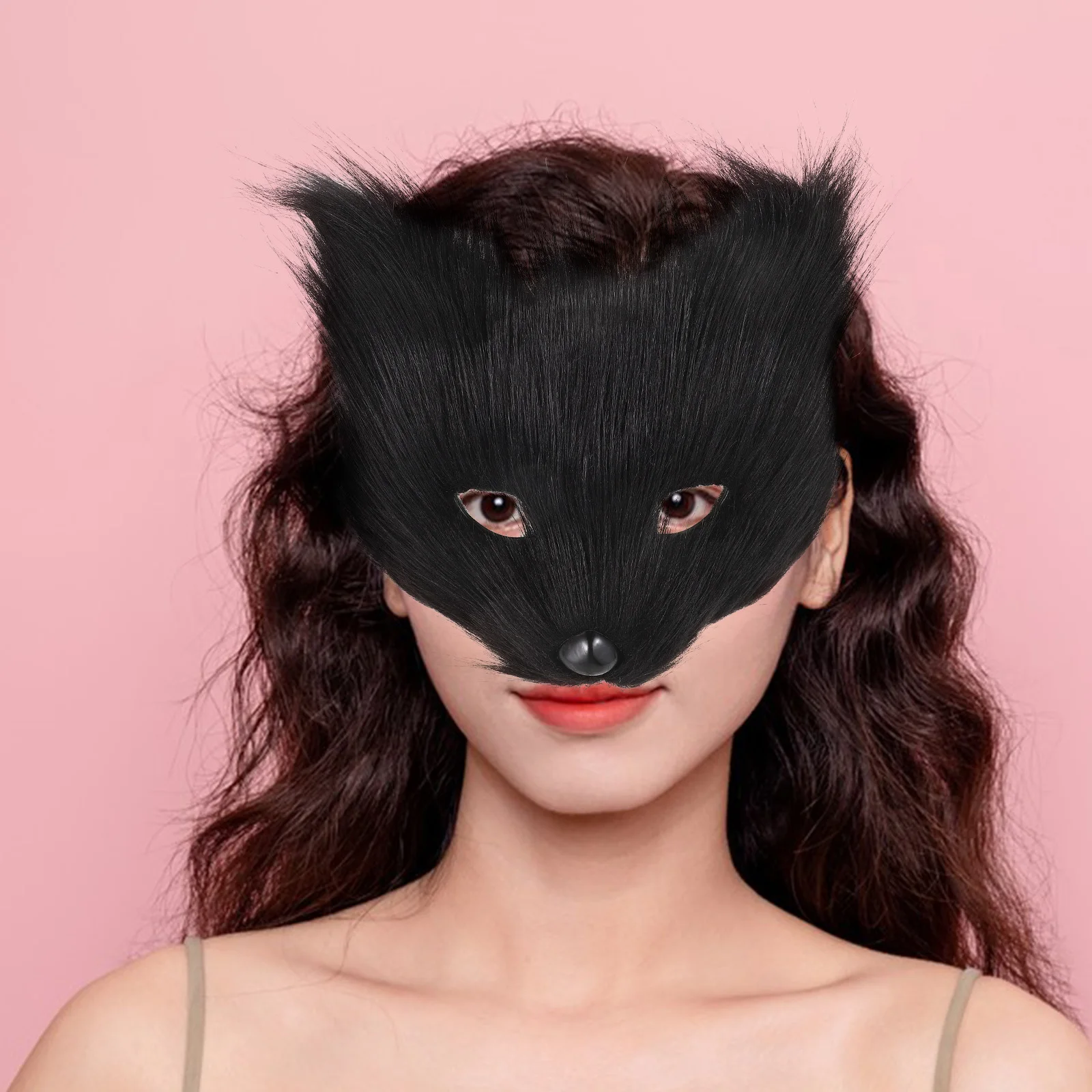 

Half-faced Animal Mask Fox Furry Masquerade Makeup Costume Props Men and Women