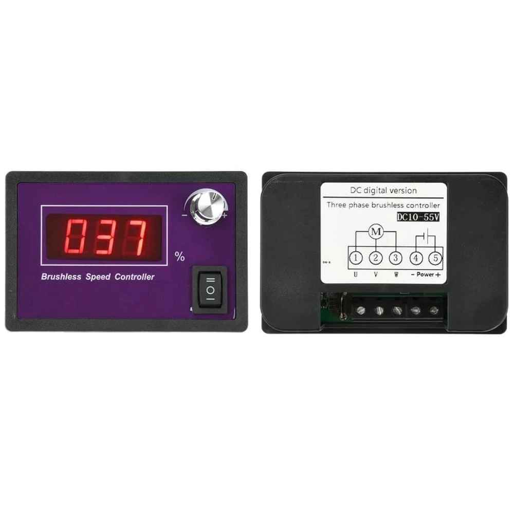 

15A Embedded DC Brushless Motor Speed Controller 10-55V 3 Phase No Hall Motor Controller Motor Forward and Reverse Regulator