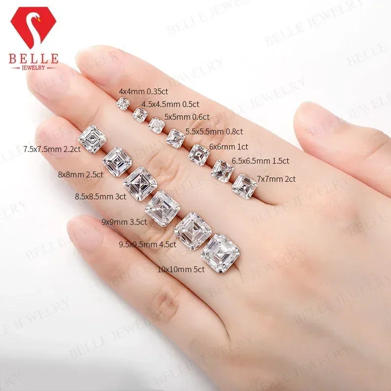 

Moissanite StoneNew Promotion Hot Sale Brilliant Asscher Cut D White All Sizes Moissanite VVS1 GRA Certificated Diamond Beads Je