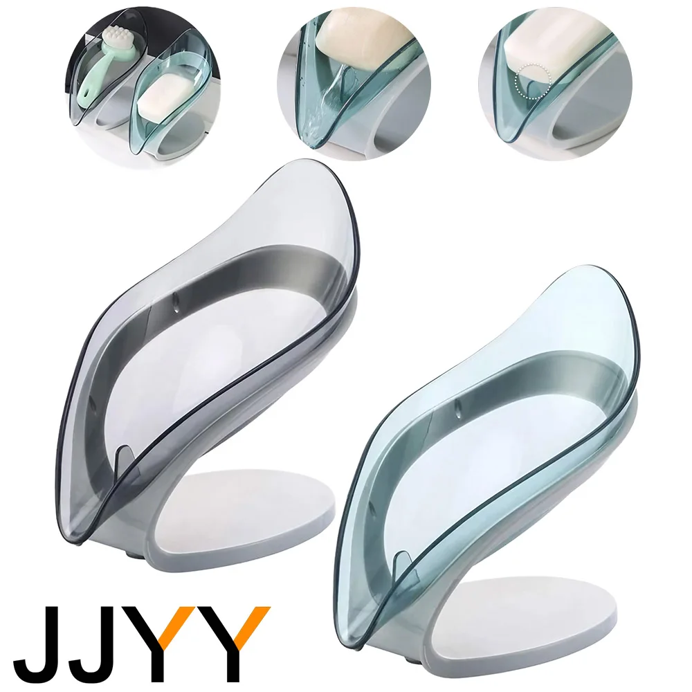 Creative leaf shape soap box drain bathroom soap rack laundry soap box independent suction cup bathroom accessories