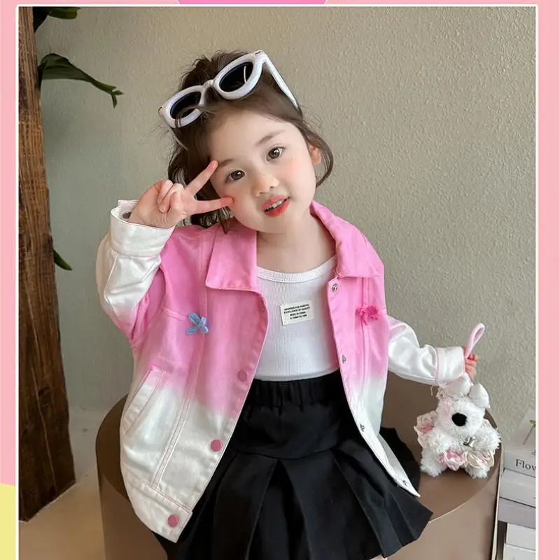 Sanrio Girl Denim Jacket My Melody Kawaii Anime Fashion Spring and Autumn Student Lapel Casual Tops Coat Children Clothing New