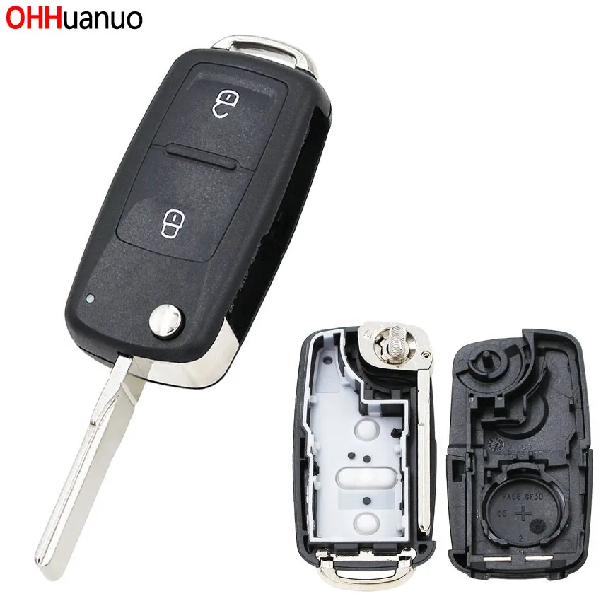 New Model Remote Key Shell 2 Buttons Flip Remote Key Replacement Shell Case for V-W Amarok/Crafter/Touareg 2011