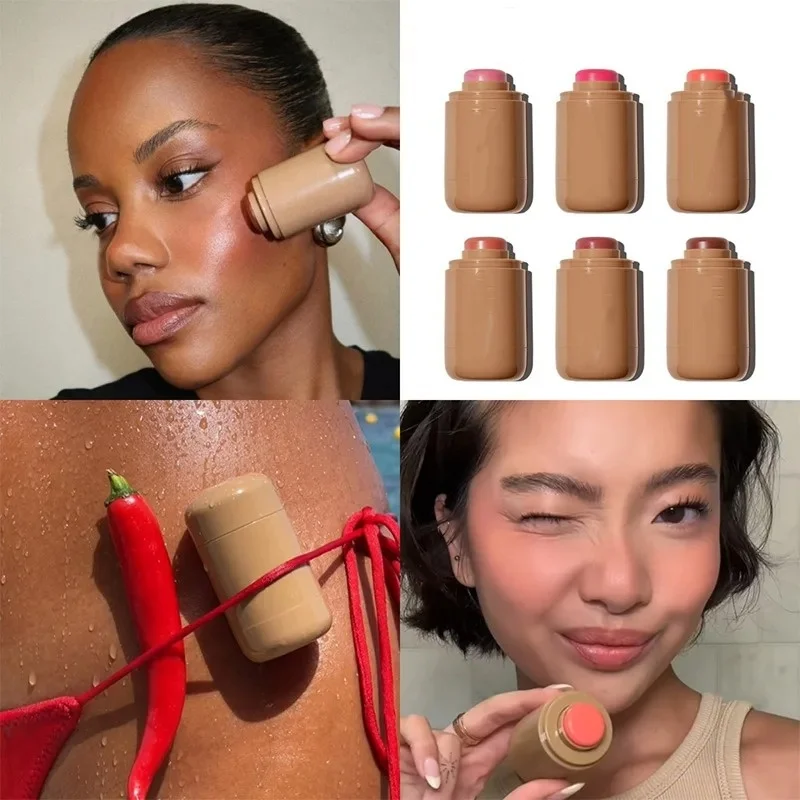 New Blush Stick Lips Cheeks Dual Purpose Natural Long Lasting Matte Rouge Powder Blush Balm Lipstick Convenient Pocket Blusher