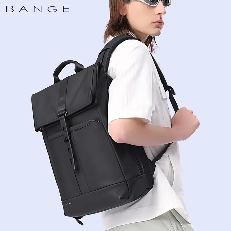 BANGE-Mochila Laptop Impermeável, Multi Compartimento, Bolsa de Viagem, Preto, Adequado para Homens e Mulheres, 15,6"