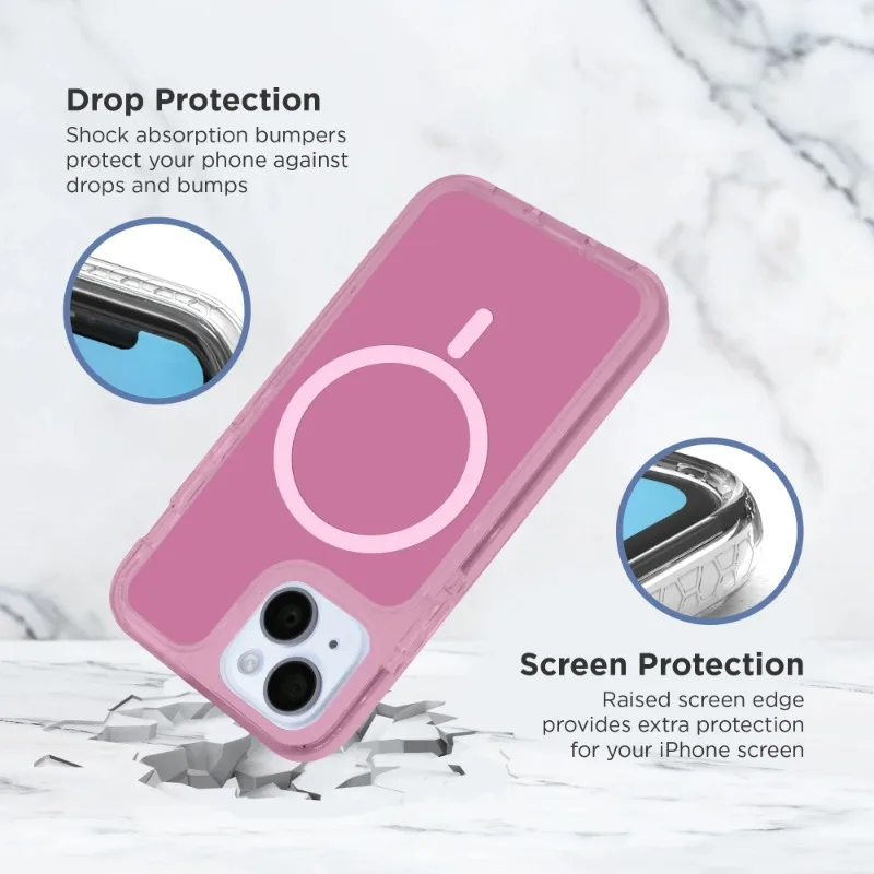 

Magnetic Velo Phone Case for iPhone 16 Plus/15 Plus/14 Plus/14 Pro Max/13 Pro Max/12 Pro Max, Pink