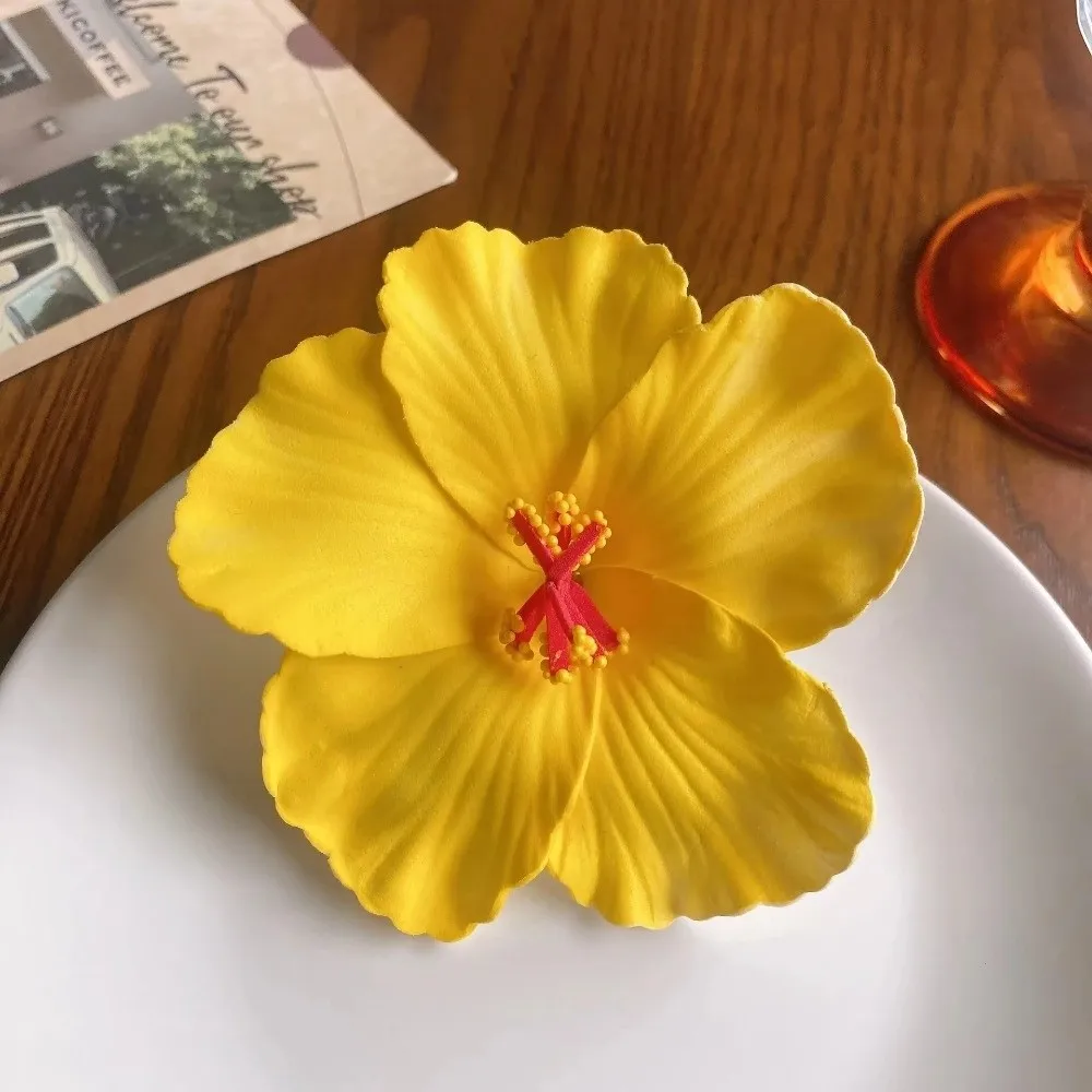 Egg Flower Hawaiian Flower Hair Clips Romantic Headdress Hibiscus Hairpins Decorative Bohemian Flower BB Clip for Women Girls - view 3