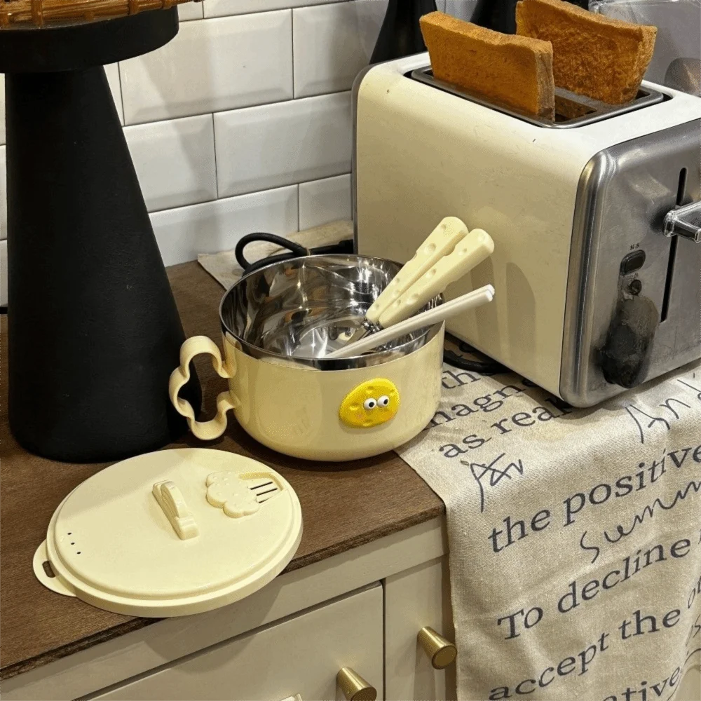 

Сливная чаша для лапши быстрого приготовления, большая емкость, сыр, ланч-бокс из нержавеющей стали, креативная посуда с вилкой, контейнер для еды