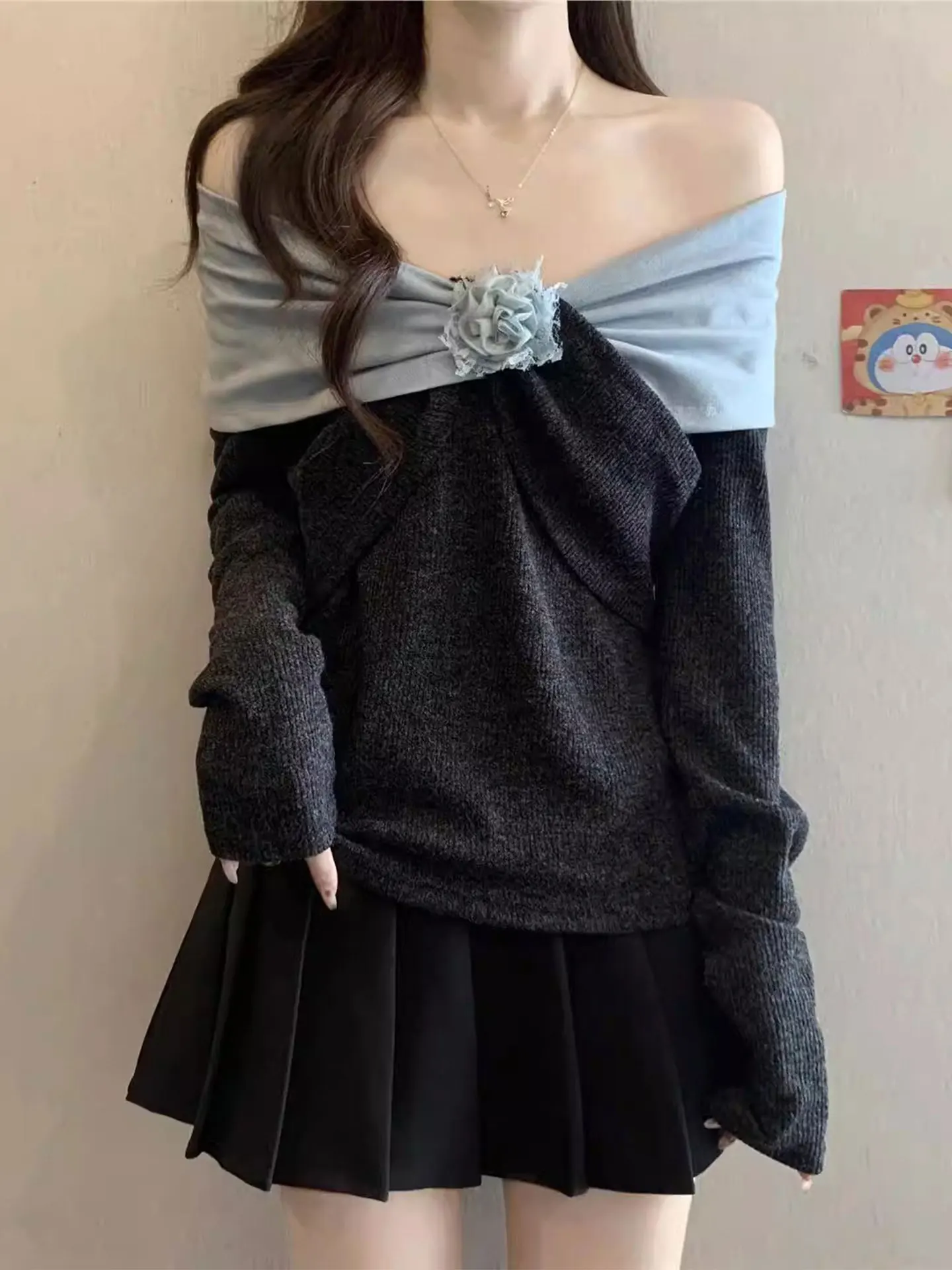 

Ele V-ne Long Sve T-irt Women's plus Size Floral Print Casual Sle Spring 2026 Trendy Top High Waist Design