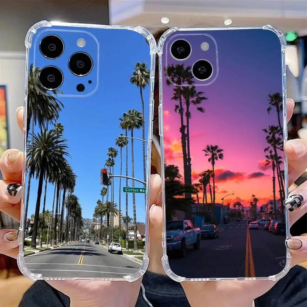 

Travel Los Angeles California Phone Case For iPhone 16,15,14,13,12,11 Pro,Max,Plus,X,XS,XR,SE,Mini Transparent Silicone Soft