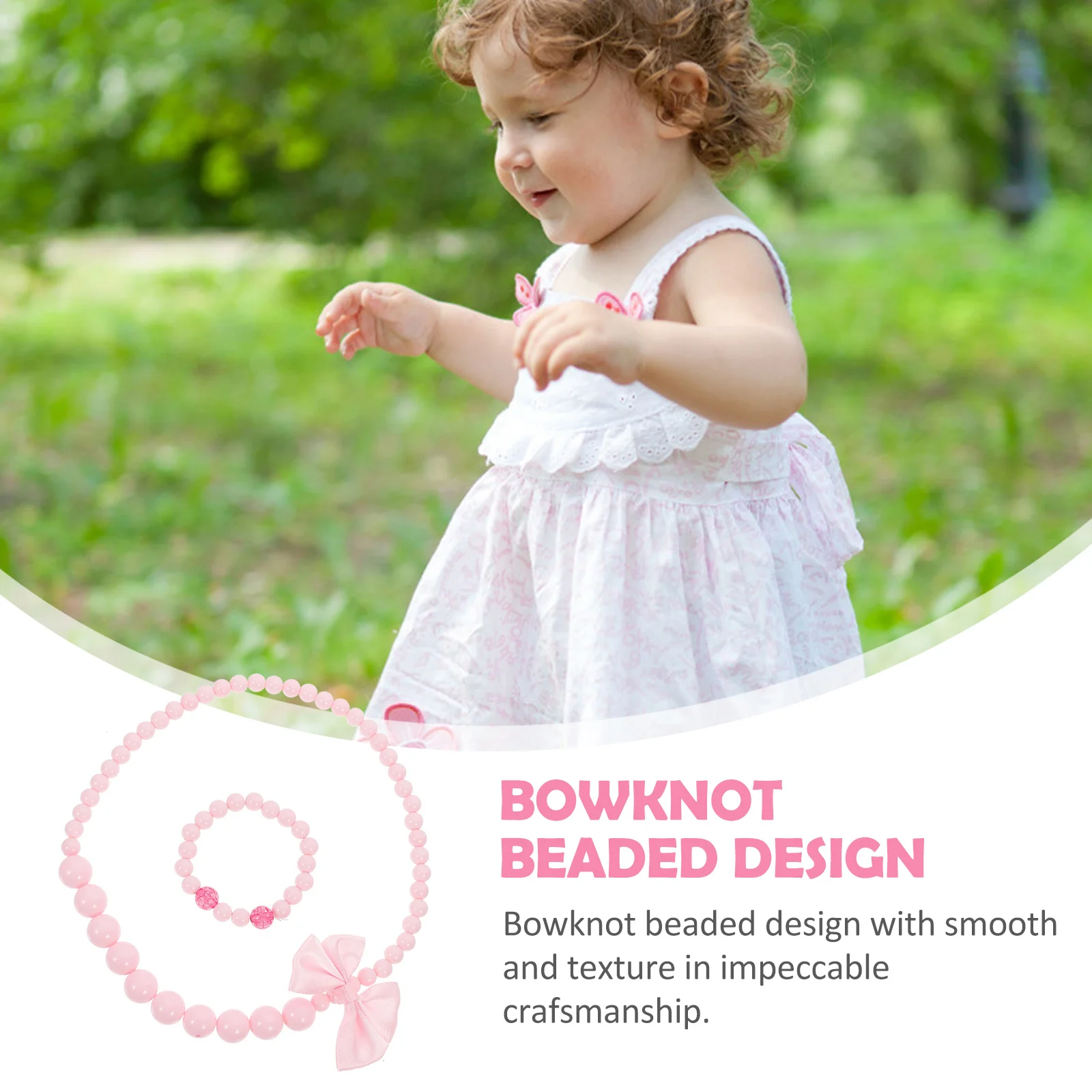 

Rose Bowknot Beads Necklace Comfortable Beaded Necklace for Birthday Wedding Cosplay Beads Necklaces