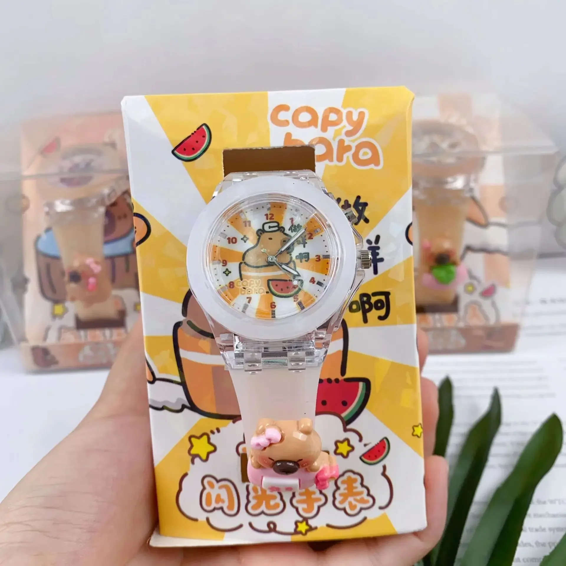 جديد كابيبارا كارتون ساعة ثلاثية الأبعاد كارتون هدايا أعياد ميلاد للأطفال فتاة قديمة صبي الأطفال وقت الدراسة لعبة ساعة بطارية احتياطية مجانية #6
