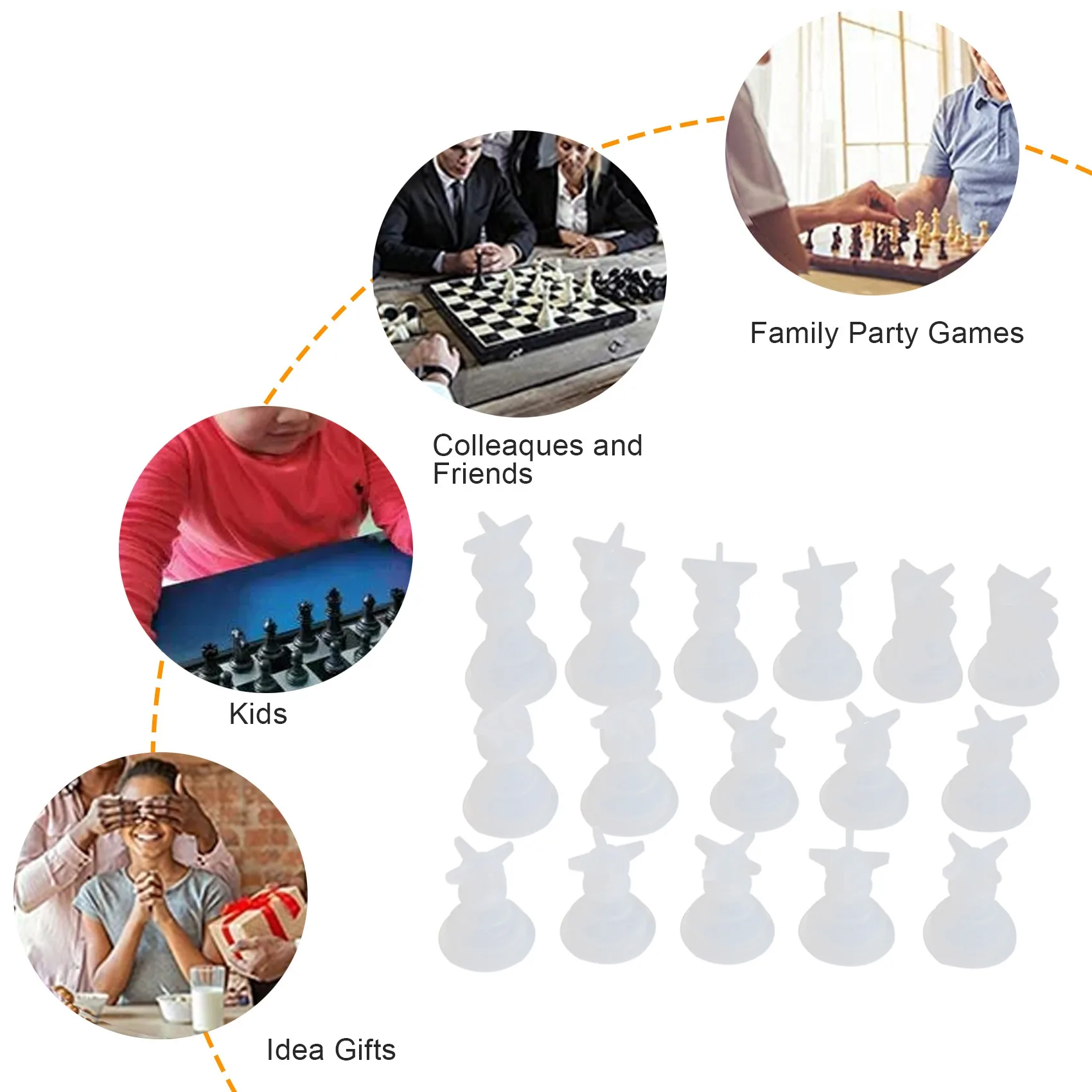 قالب شطرنج سيليكون للراتنج ، قوالب صب إيبوكسي كريستال ، صناعة مشغولات يدوية ذاتية الصنع ، هدية عيد ميلاد