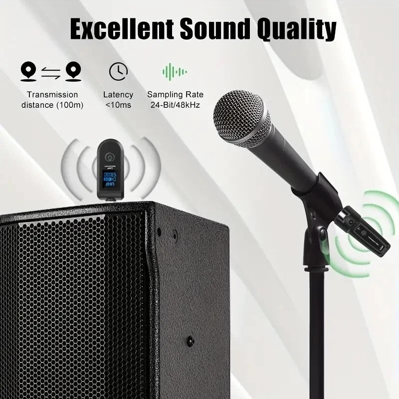 Wireless Audio Receiver Transmitter Set for Dynamic/Condenser Mic, Mixer, Guitar, Stage/Karaoke Performance view 4