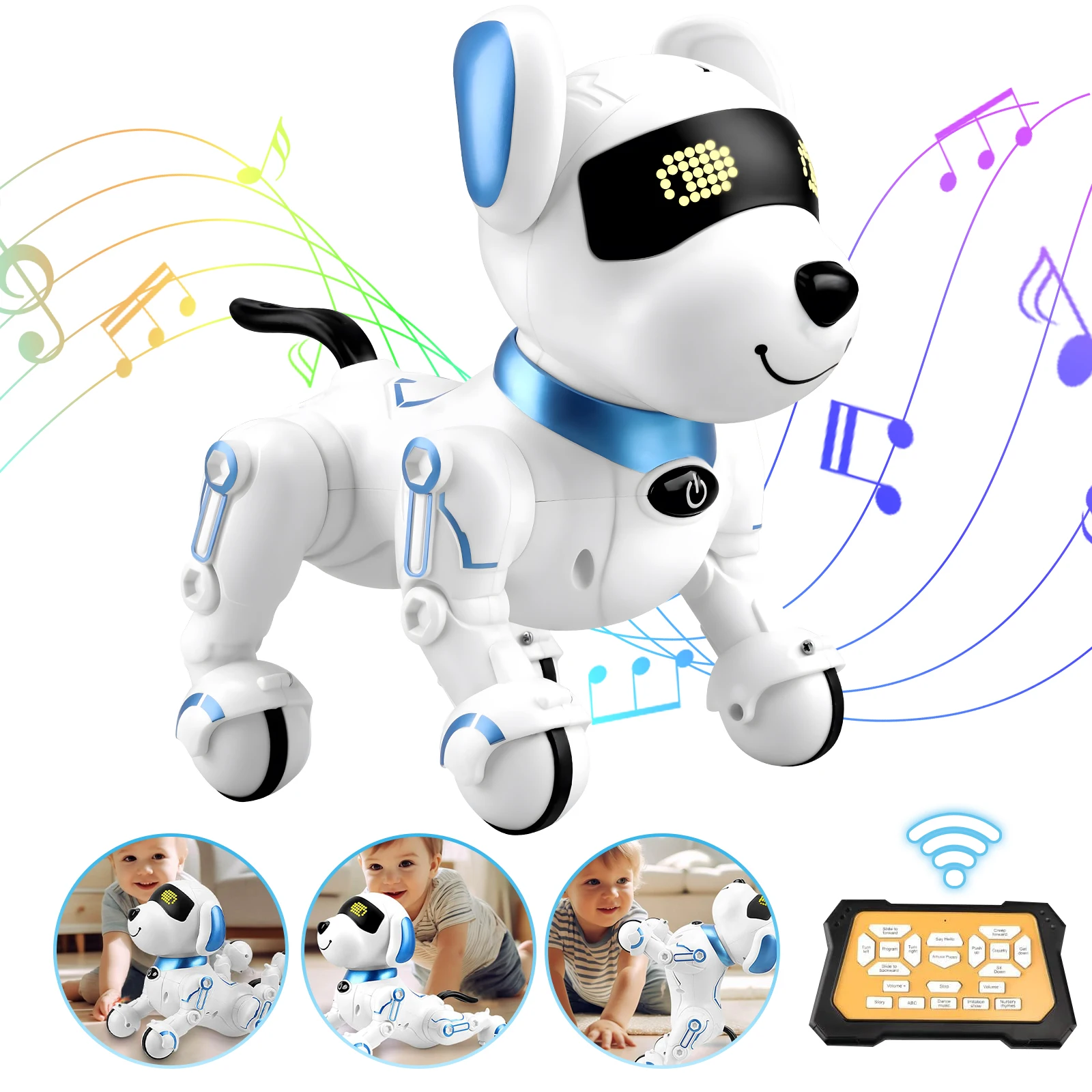 Perro robótico con Control remoto inteligente, sonido electrónico simulado, música para caminar, comando de canto, juguetes programables para niños
