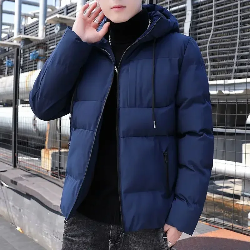 Down Jackets For Men Hooded Man Padded Coat Blended Fabri Lightweight Padding Youth Parkas Winter Korean Style Warm Clothes Hot