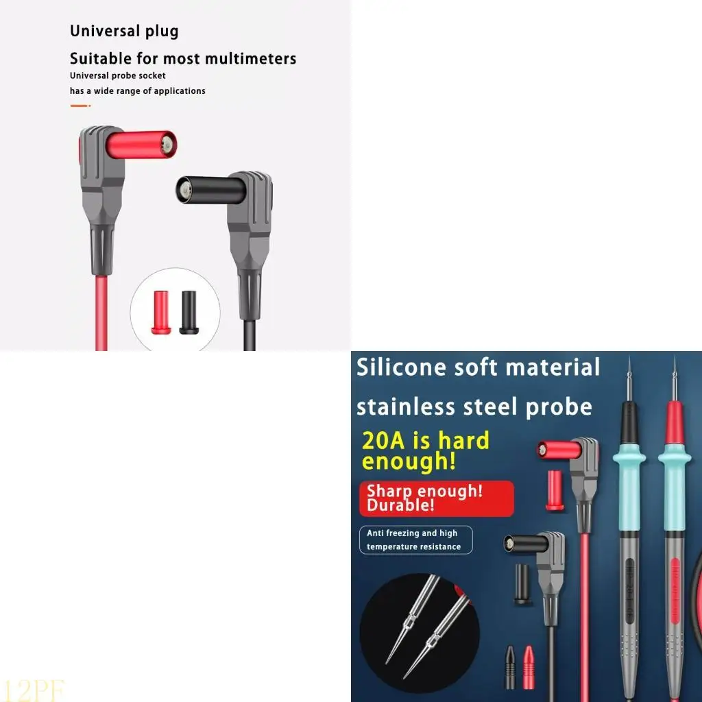 12PF Expert Untarnished Multimeter Probes Heat Resistant Flexible Test Cables