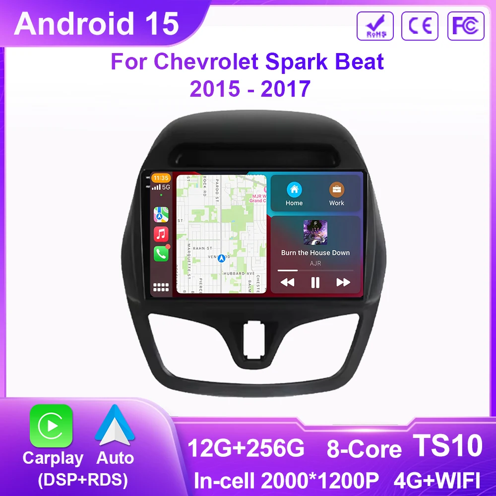 

Car Radio Carplay For Chevrolet Spark Beat 2015 - 2017 GPS Navigation Video Android Auto Stereo 5G Wifi Screen Bluetooth No 2din