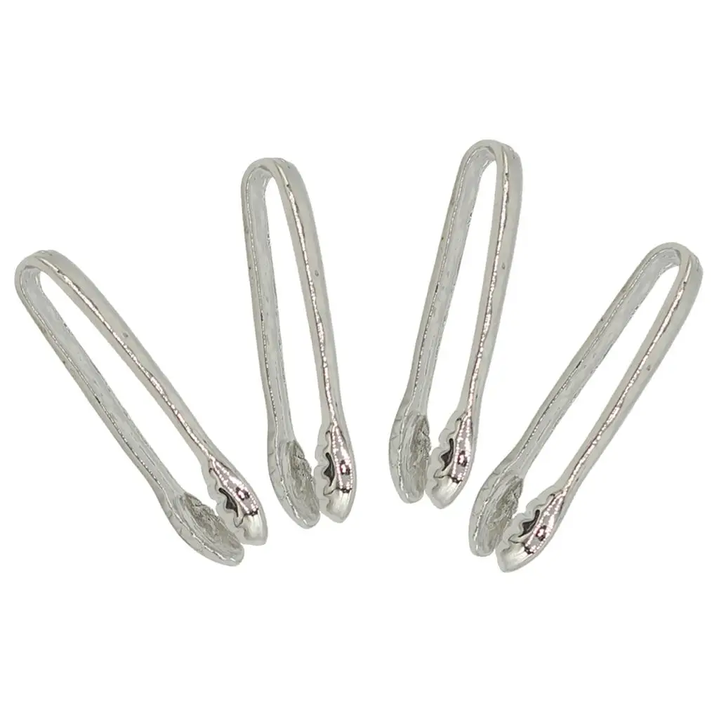 Retro 4pcs 1/12 Metal Silver Tongs Cookware for Doll House Kitchen