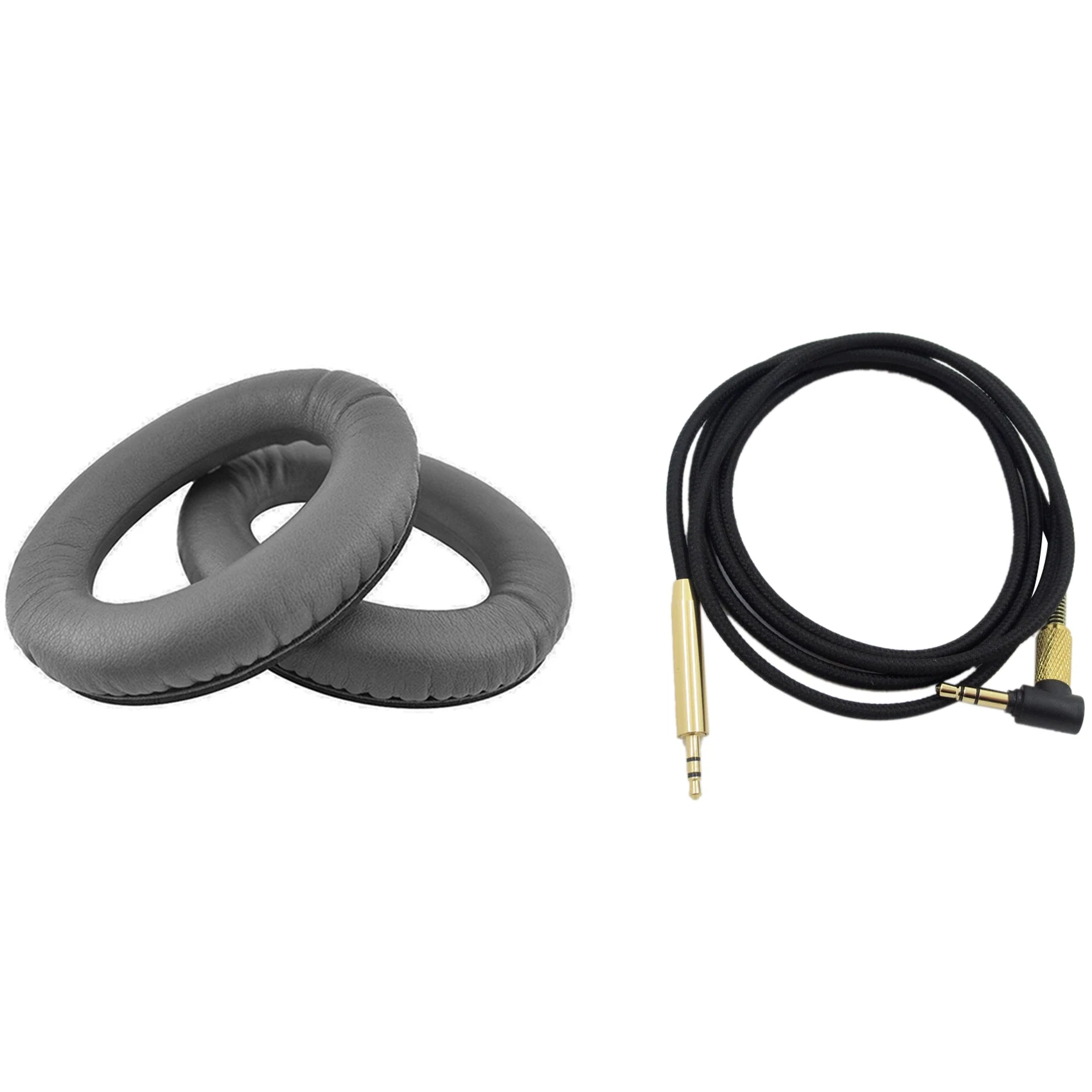 A003 2 قطعة غطاء الأذن/قطع غيار وسادات الأذن (رمادي) و 1 قطعة كابل صوت بديل لـ AKG Y40 Y50 Y45