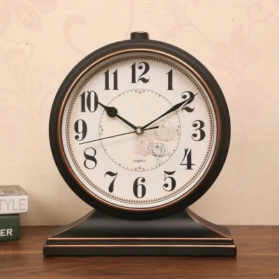 Office Decoration Desktop Wooden Design Alarm Mute Retro Silence Pendulum Table Quartz Clock Night Desk Vintage Clock LY451