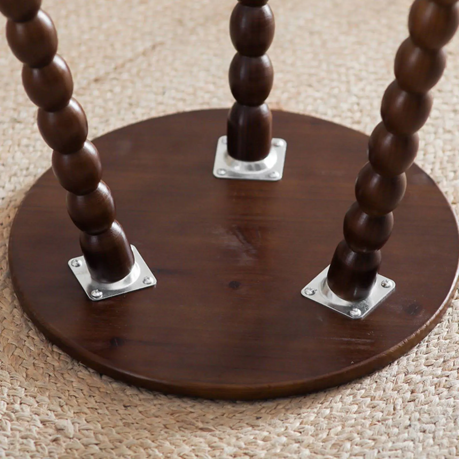 

Круглая тумбочка на ножках-бобинах, прочная деревянная декоративная тумбочка в винтажном стиле, компактная круглая подставка для растений