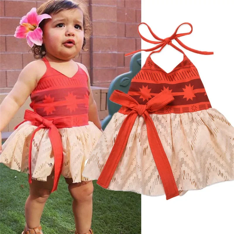 0-4Years Girls Moana Cosplay Dress Costume Vaiana Halloween Princess Dress For Baby Girl