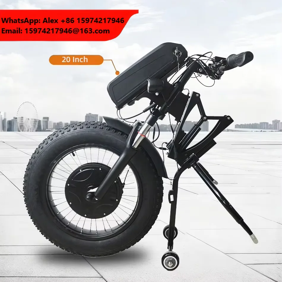 48V 1200W Electric Handbike Wheelchair Attachment 20in Fat Tire Handcycle Conversion Kit For Disabled