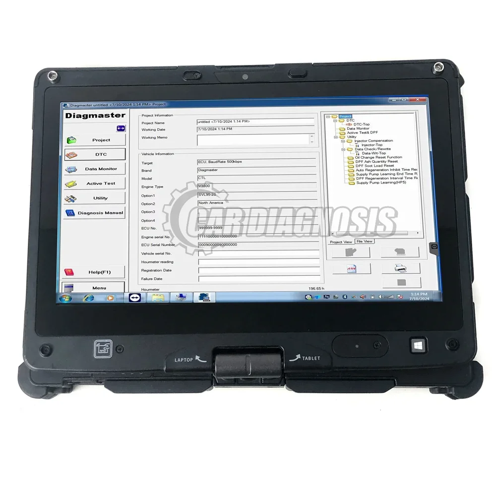 For KUBOTA dsti DST-i tractor DIAGNOSTIC TOOL for kubota diagmaster Python interface Takeuchi Diagnostic KIT+Getac v110 laptop