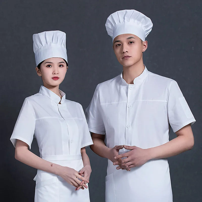 Summer Overalls Men's Short Sleeve Thin Breathable Sweat Absorbing Hotel Dining Kitchen Chef Uniform