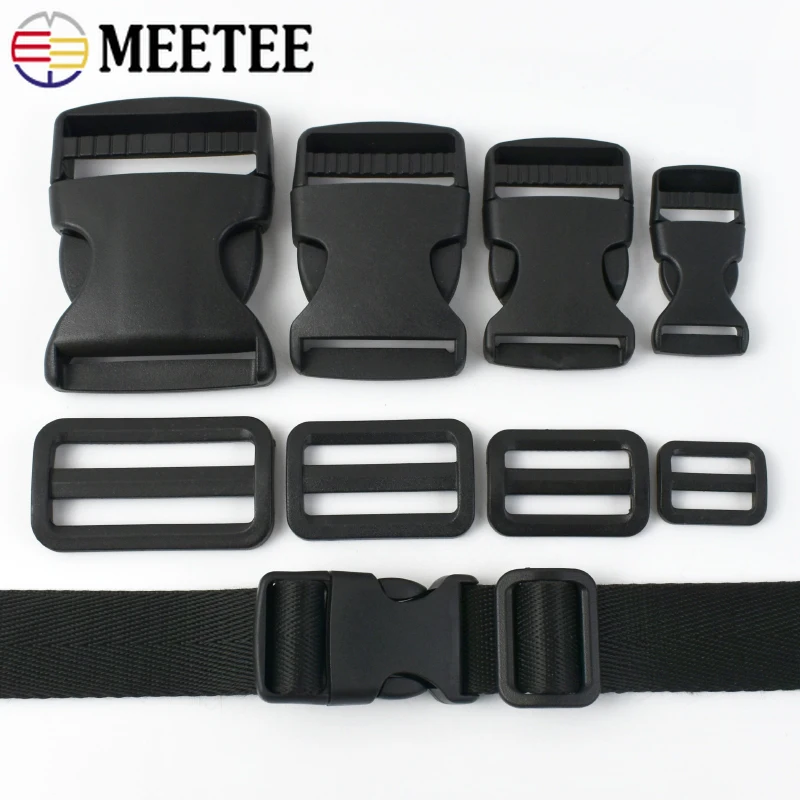 2/5/10Sets 20-50mm Plastic Side Release Buckles Tri-Glide Adjustable Clasp Webbing Hook Bag Strap Backpack Sewing Accessories