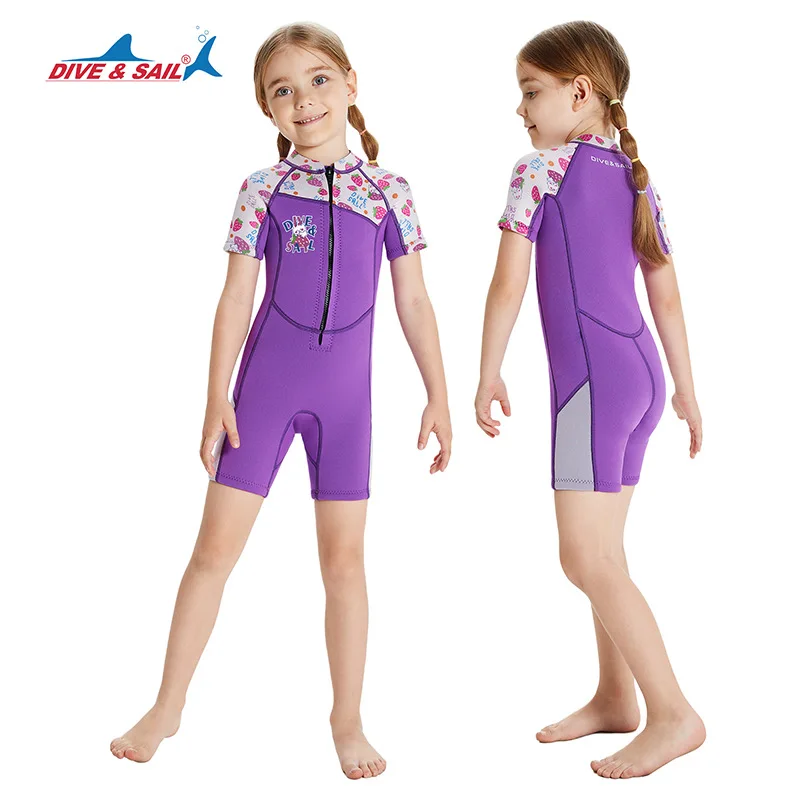 Costume da bagno per bambini Ragazza Protezione solare UPF 50+ Muta intera a maniche corte Muta da spiaggia per bambini Costume da bagno ad