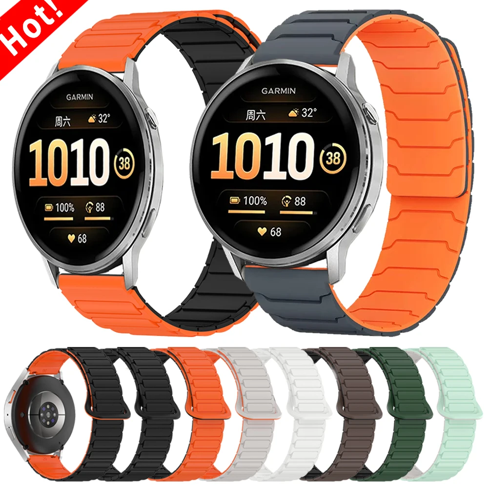 Magnetic Silicone Strap For Garmin Forerunner 570 645 165/Venu 4 3 sq 2 Bracelet 20/22mm For AMAZFIT/HUAWEI WATCH Hot-item Bands