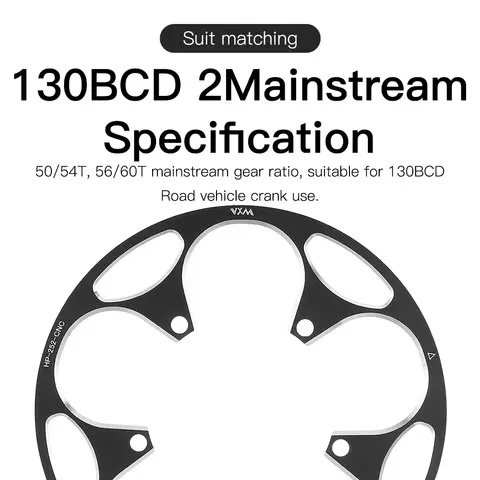 130BCD 50T-54T 56T-60T 도로 자전거 크랭크 세트 알루미늄 합금 보호 플레이트 단일 디스크 스프로킷 기어 강력한 보호 커버