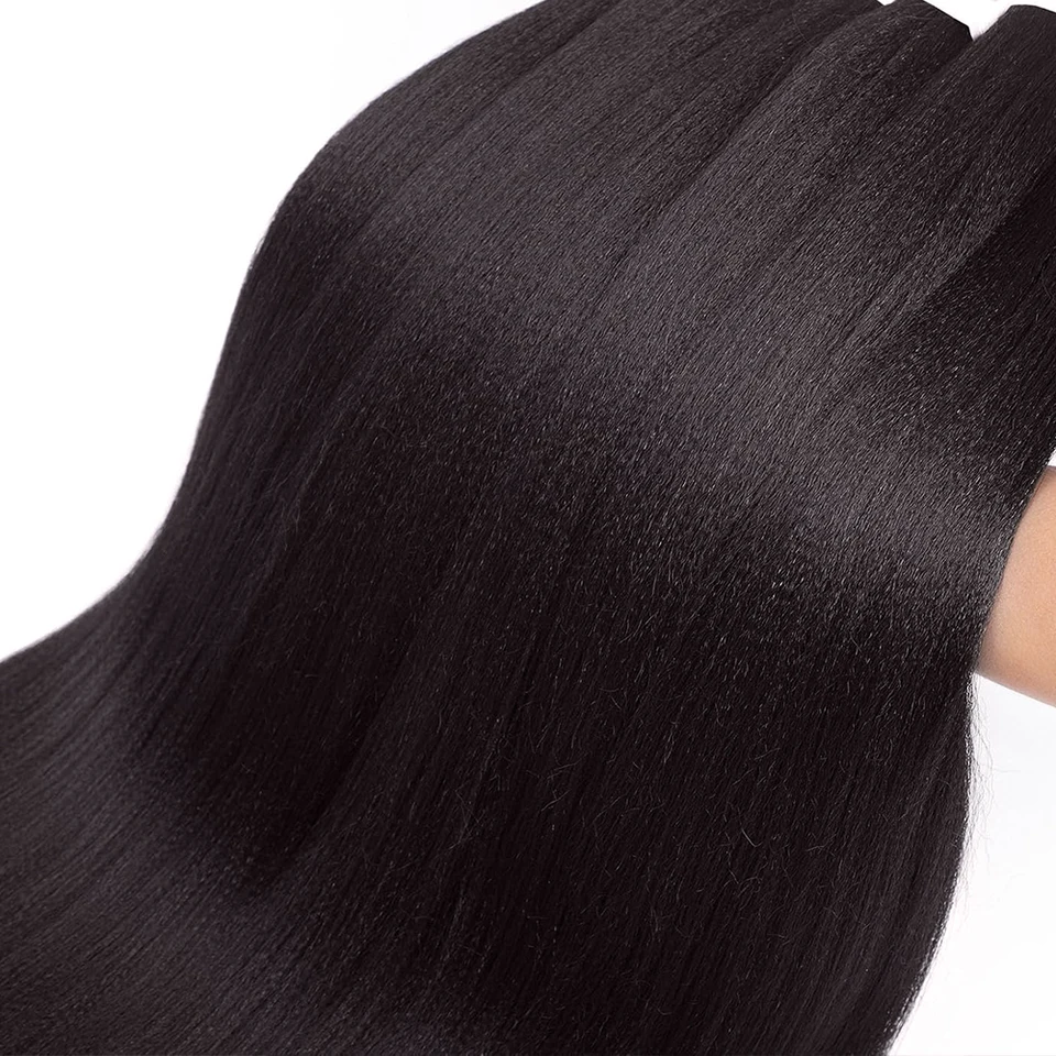Cabello para trenzar preestirado, 8 paquetes, sintético, sin picazón, textura Yaki suave, se fija con agua caliente 4