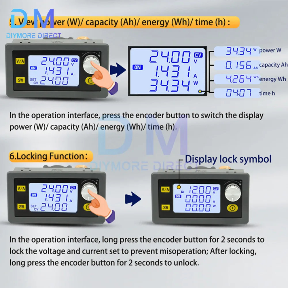 XY5008E DC DC Buck Converter CC CV 6-55V 8A 400W Power Module Adjustable Regulated Laboratory Power Supply