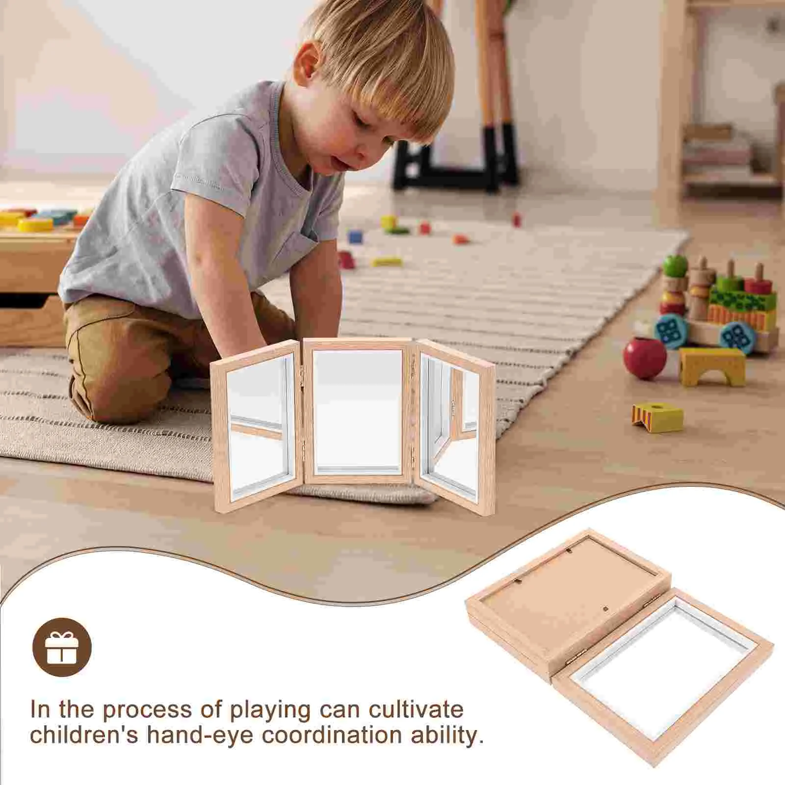 Hand-eye Coordination Glasses Baby Mirror Montessori Busy Board Wall Kid Toys Steering Wheel Photo Frame Kids Toddler