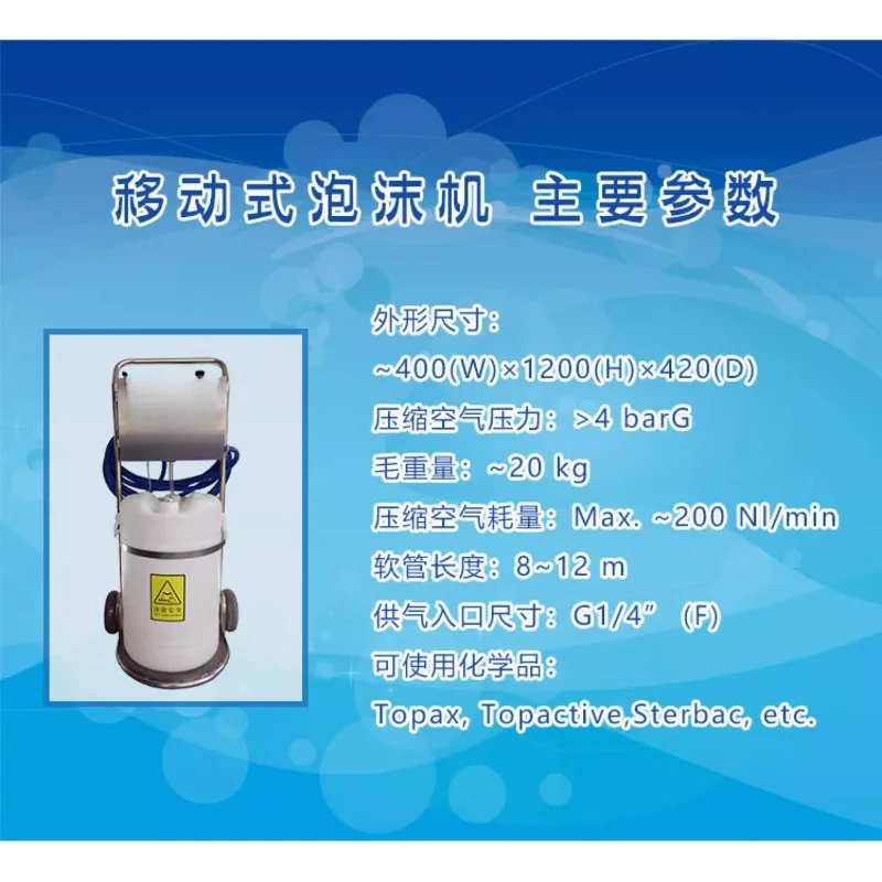 Mobile foam machines, meat processing equipment