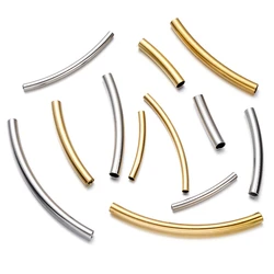 10pcs/lot 15-40mm stainless steel Copper Curve Tube Spacer Beads Connectors For DIY Jewelry Making Bracelet Necklace Accessories
